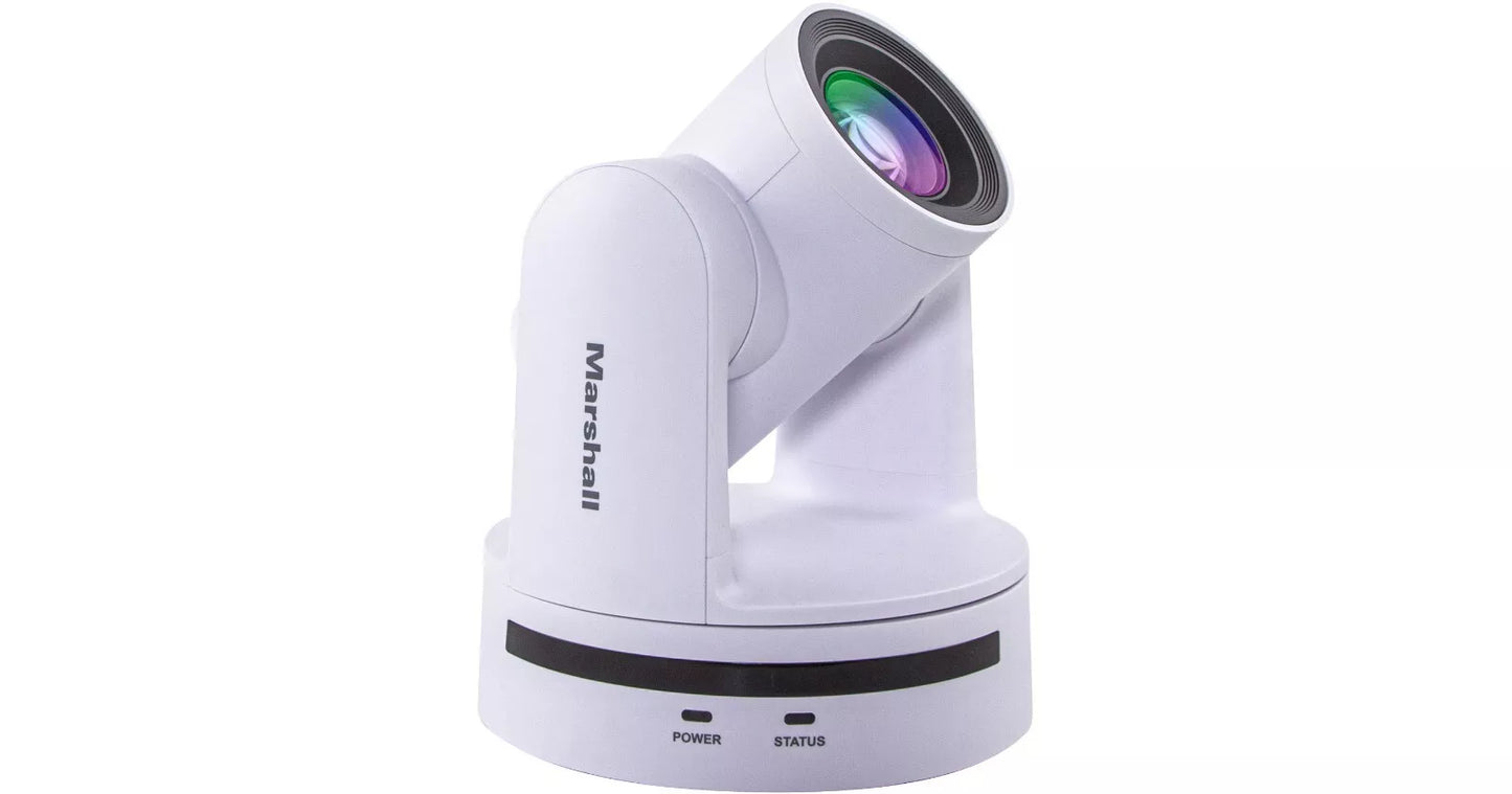 Marshall CV605-U3W - White Compact PTZ 1080p Camera with USB, IP, HDI & 5x Zoom (CV605-WMW White Wall Mount Included)